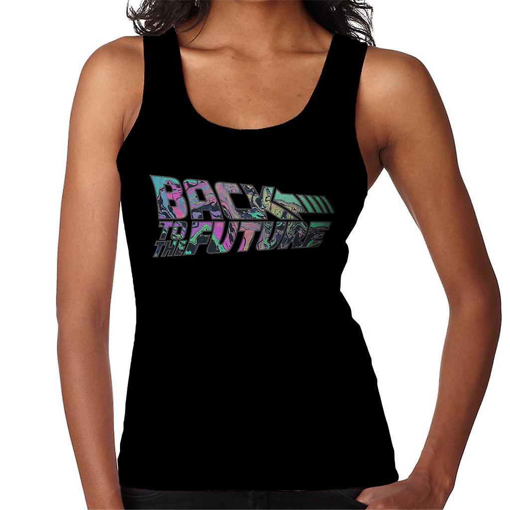 Back to the Future Psychedelic Marble Logo Women's Vest Black Medium