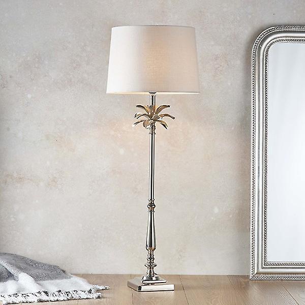 Endon Lighting Evie Table Lamp Polished Nickel Plate & Natural Linen 1 Light IP20 - E27