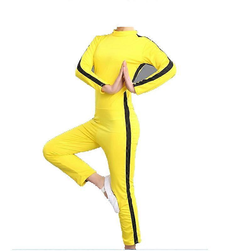 Ghygv Adult Kids Bodysuit Bruce Lee Jeet Kune Do Chinese Kung Fu Jumpsuit Rompers Party Funs Cosplay Costume Zentai Suit XL 180cm