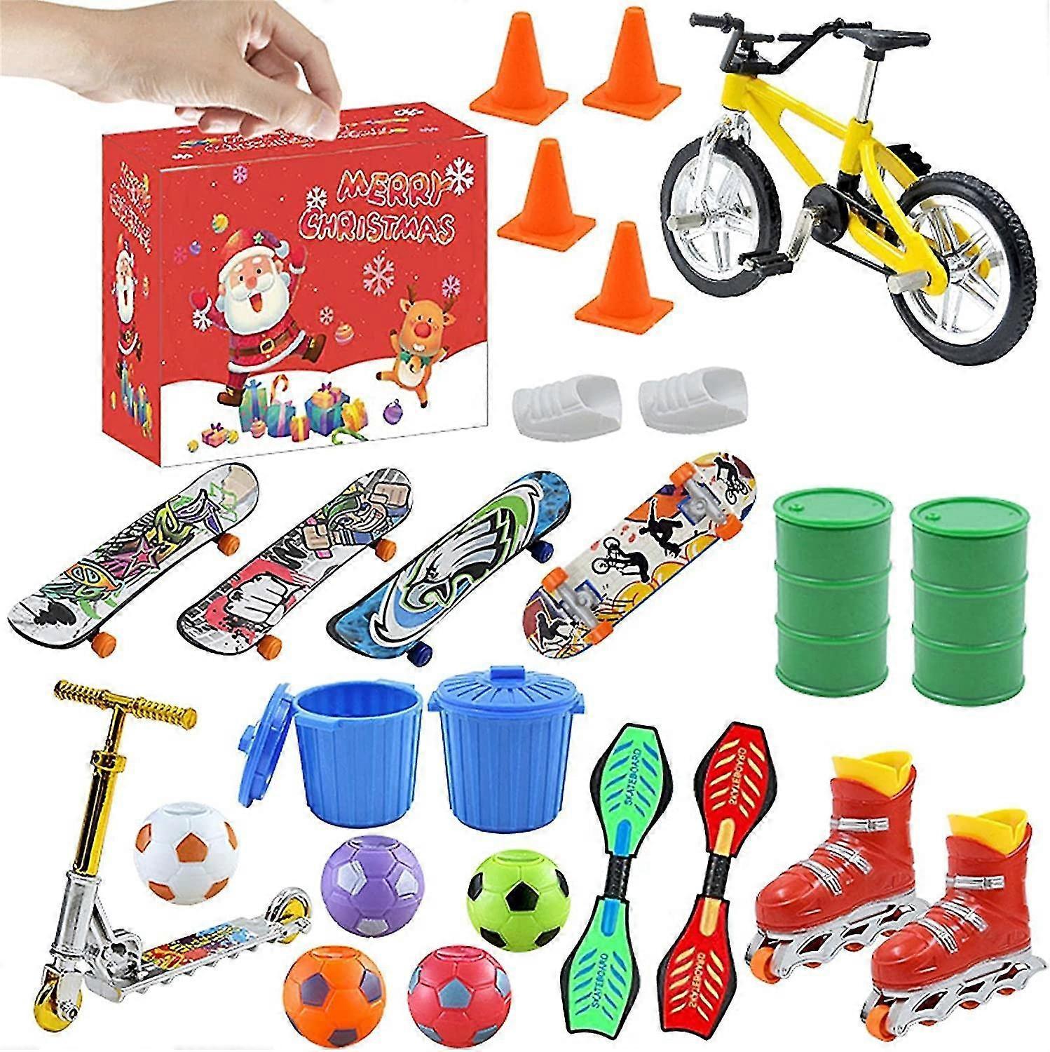 Shanxi Shuishuidiansan Trading Finger Skateboards Advent Calendar,christmas Countdown Mini Finger Toys Set With Bikes Ice Skates