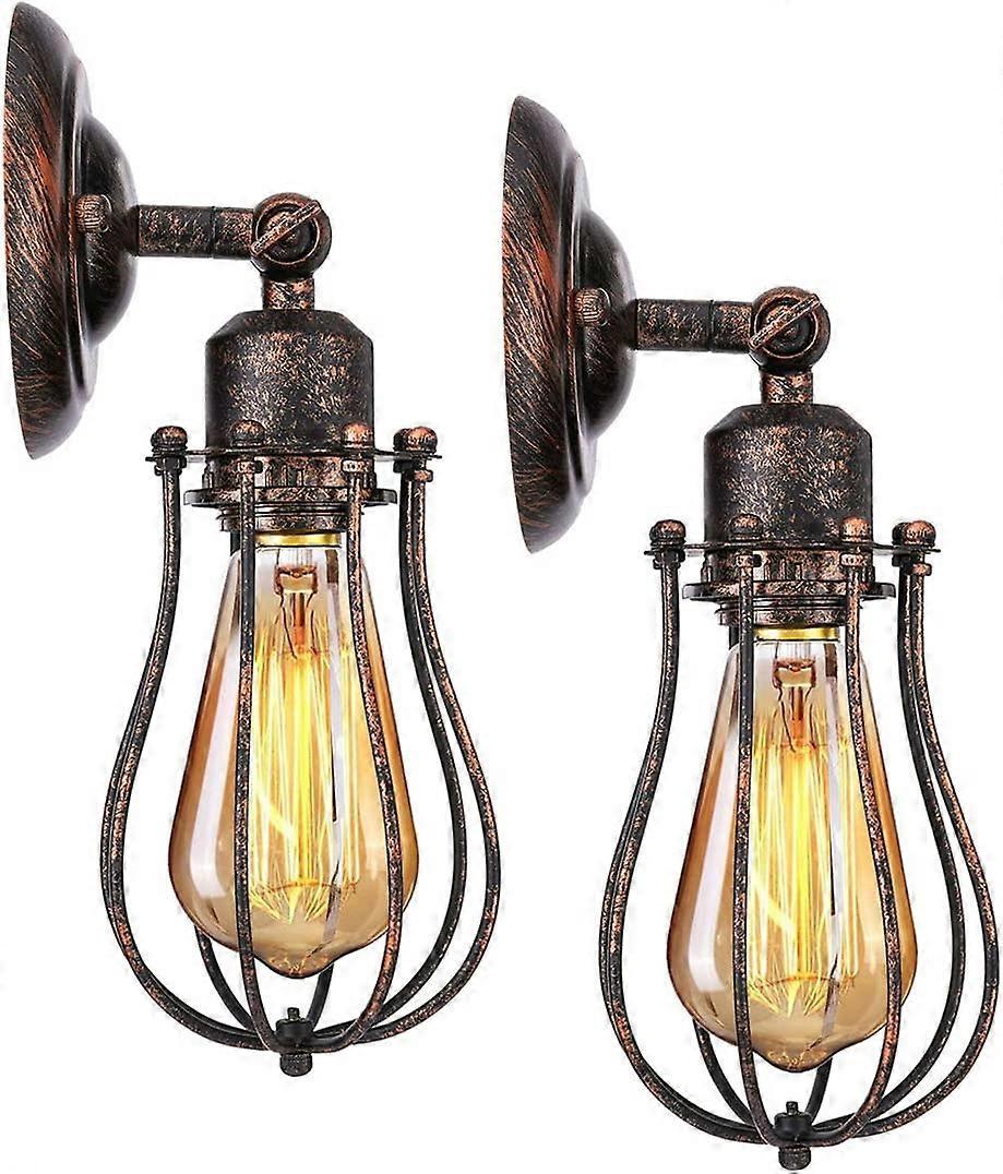 Augro 2 Pack Industrial Wall Lights E27 Shade Cage Pendant Lights Retro Ceiling Lights