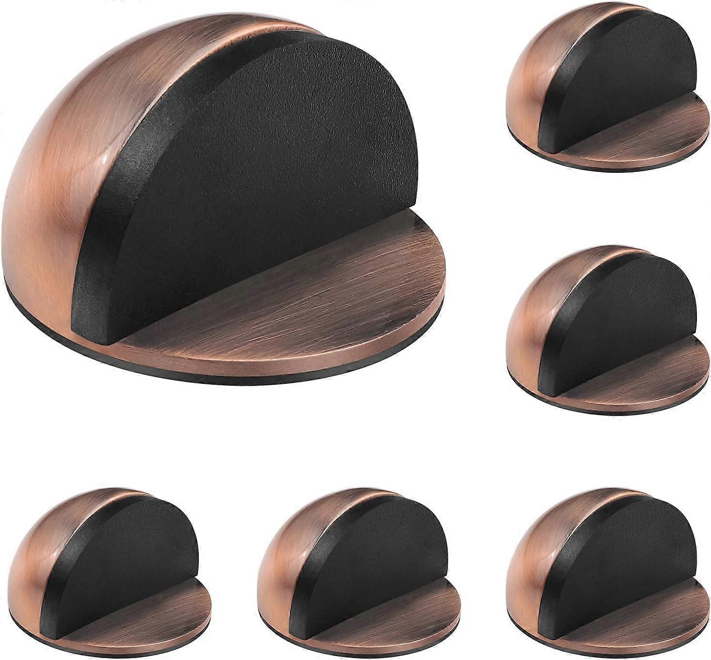 Phwj ((Bronze))Set of 6 Adhesive Door Stops/Stops in Stainless Steel, Blocks with Rubber Bumpers, Floor Door Stop Protection for Doors and Walls