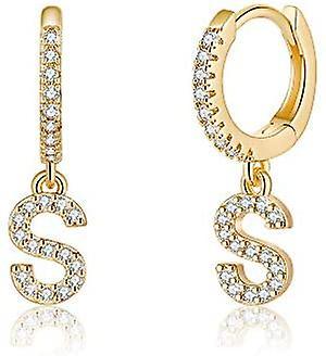 Heytea Initial Earrings For Girls Women, 925 Sterling Silver Post Hypoallergenic Small Huggie Hoop Earrings Gold Plated Cubic Zirconia Initial Earr...