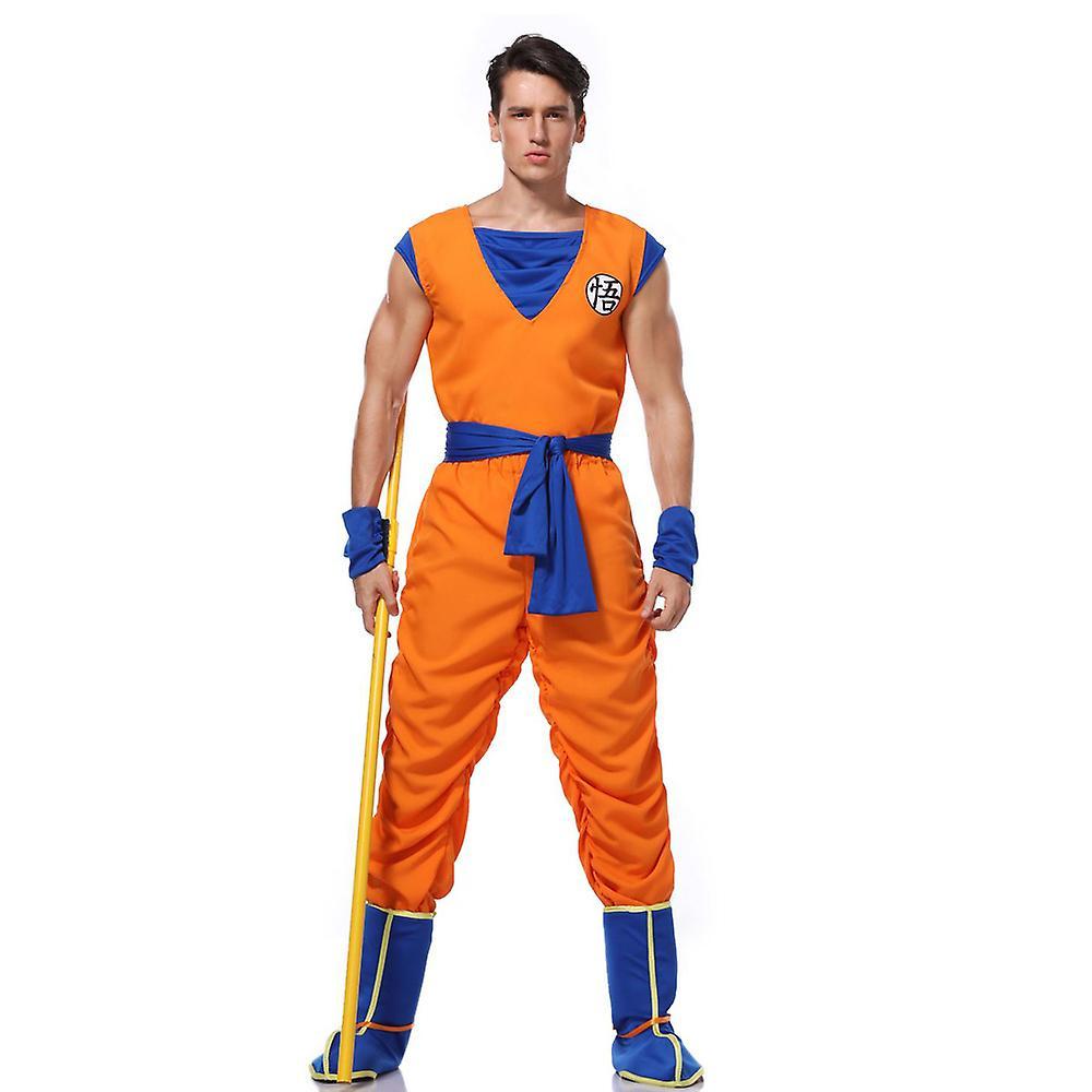 Waytogo Dragon Ball Anime Son Goku Cosplay Costume For Men, Adult Male Son Goku Roleplay Costume Set Halloween Fancy Dress Outfits Kit L