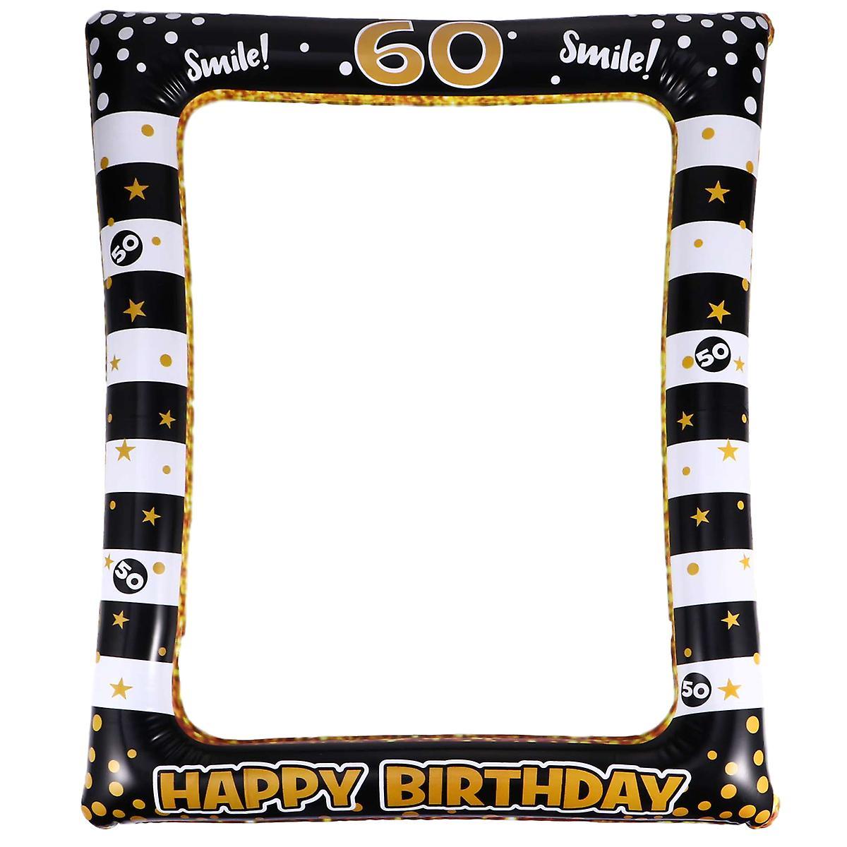 Tinksky 1pc Birthday Inflatable Photo Frame Festival Photo Props Party Supply for Age 60 71x58cm