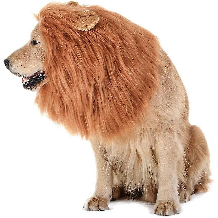 Waidfu Dog Lion Mane Costumes For Halloween Christmas, Funny Pet Lion Mane Wig DARK BROWN Head circumference 32cm