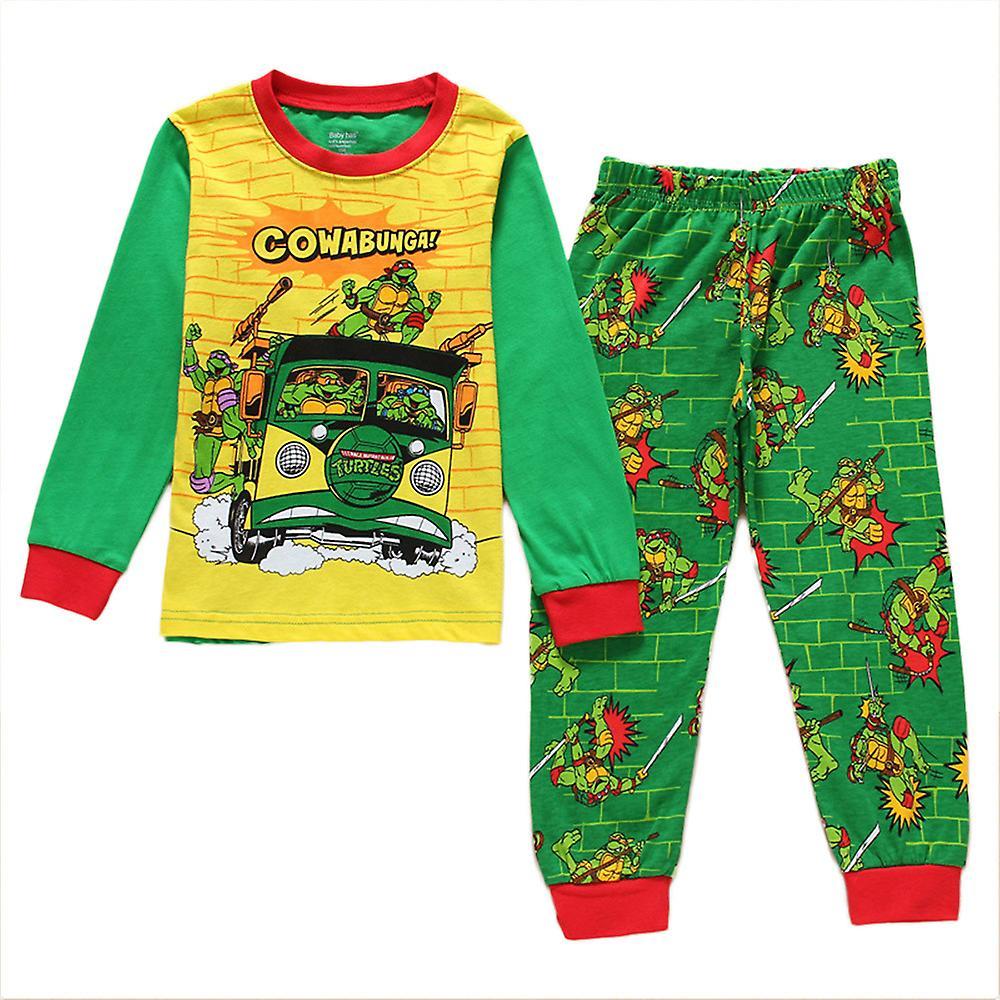 Waytogo Teenage Mutant Ninja Turtles Theme Pajamas Pjs Set Kit Kids Children Boys Long Sleeve Tops Pants Pyjamas Nightwear Sleepwear B 7 Years