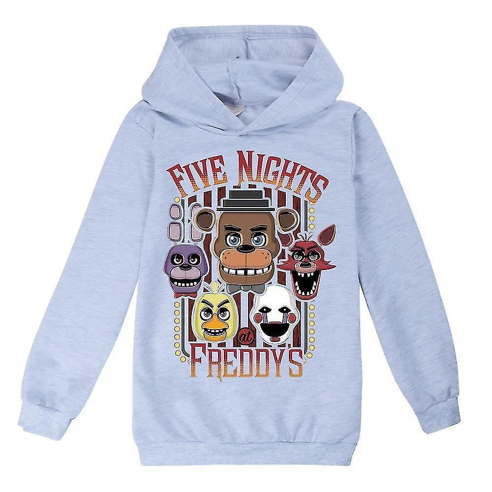 Jxlgv Kid Clothes Boy Fnaf Five Night At Freddy's Sweatshirt Hoodies Cartoon Tops Gray 13-14 Years