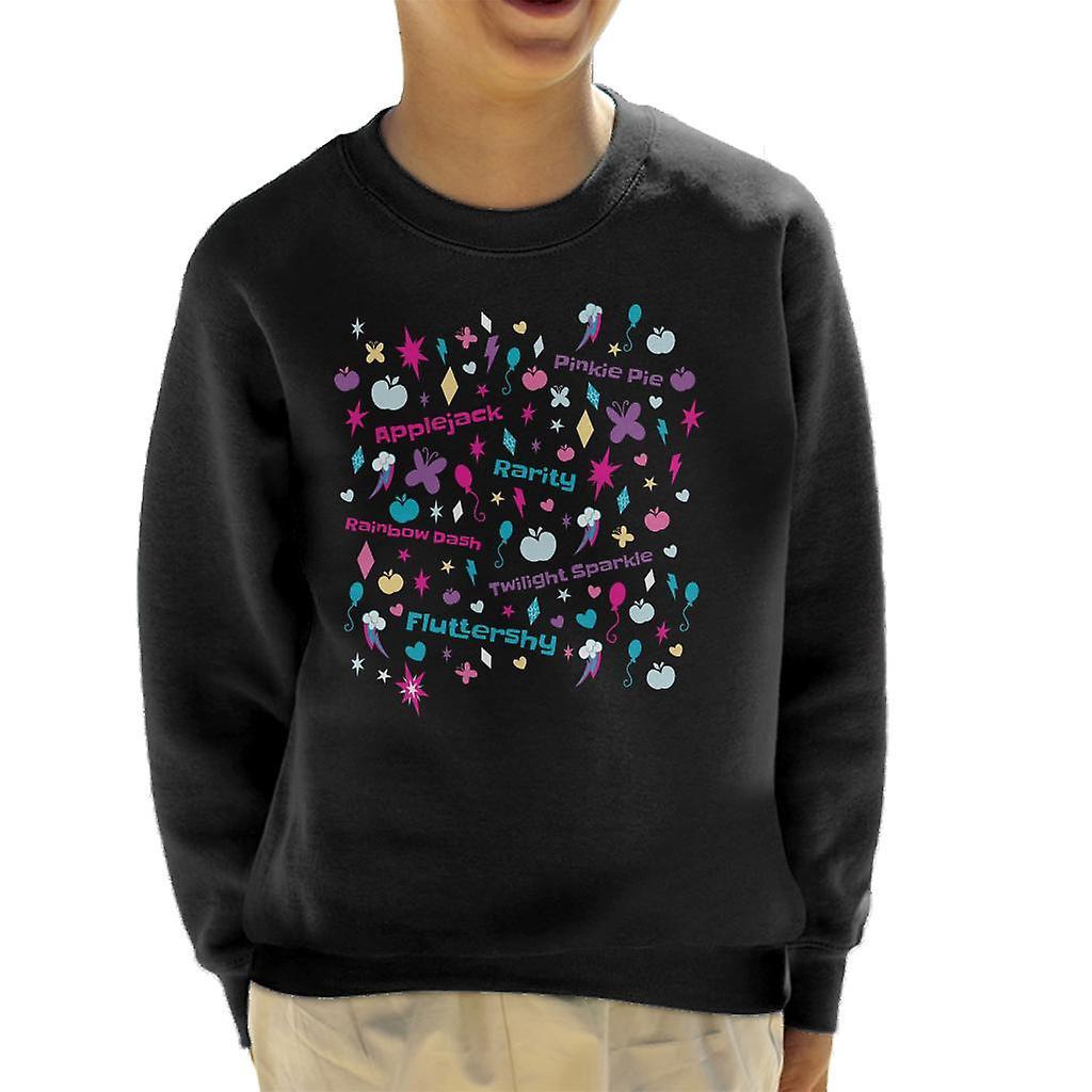 My Little Pony Cutie Marks Montage Kid's Sweatshirt Black Large (9-11 yrs)