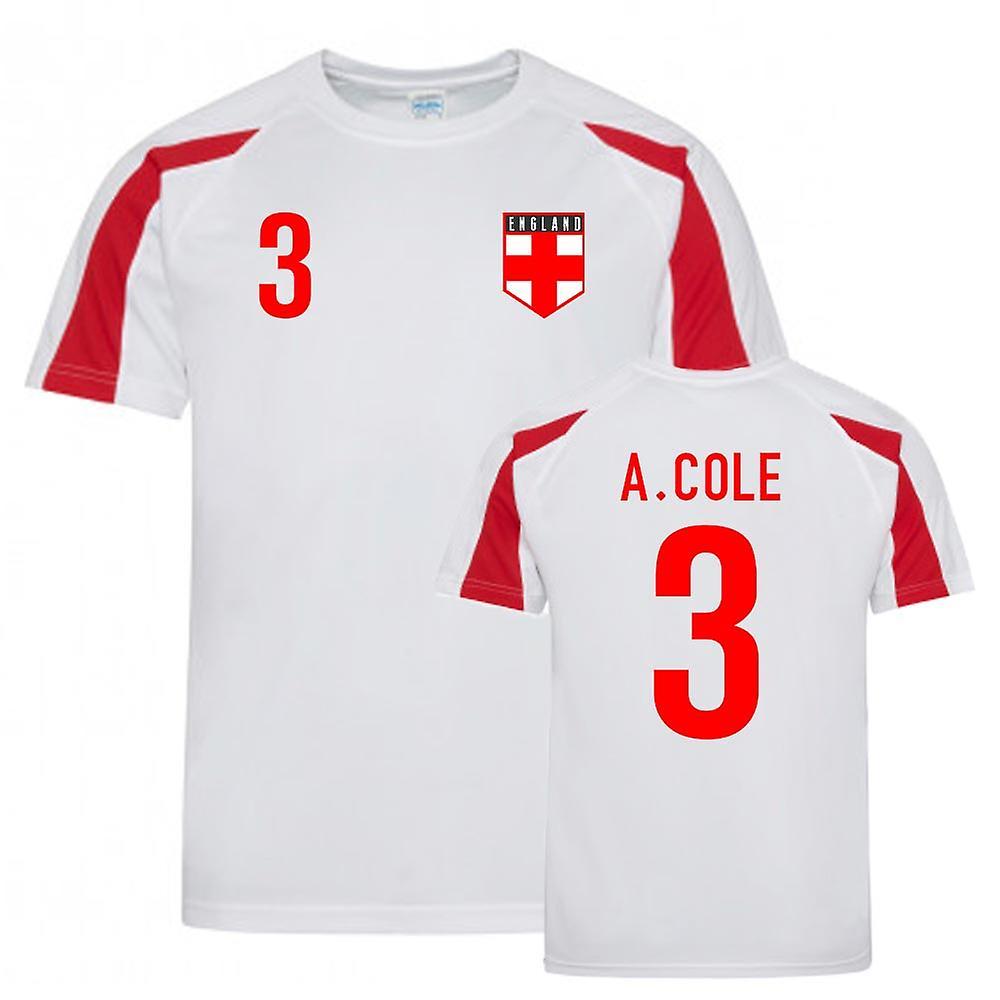 UKSoccerShop Ashley Cole England Sports Training Jersey (White-Red) XL (45-48 inch)