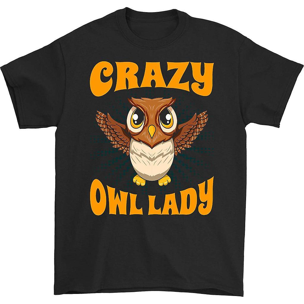 HISHARK Crazy owl lady t-shirt black L