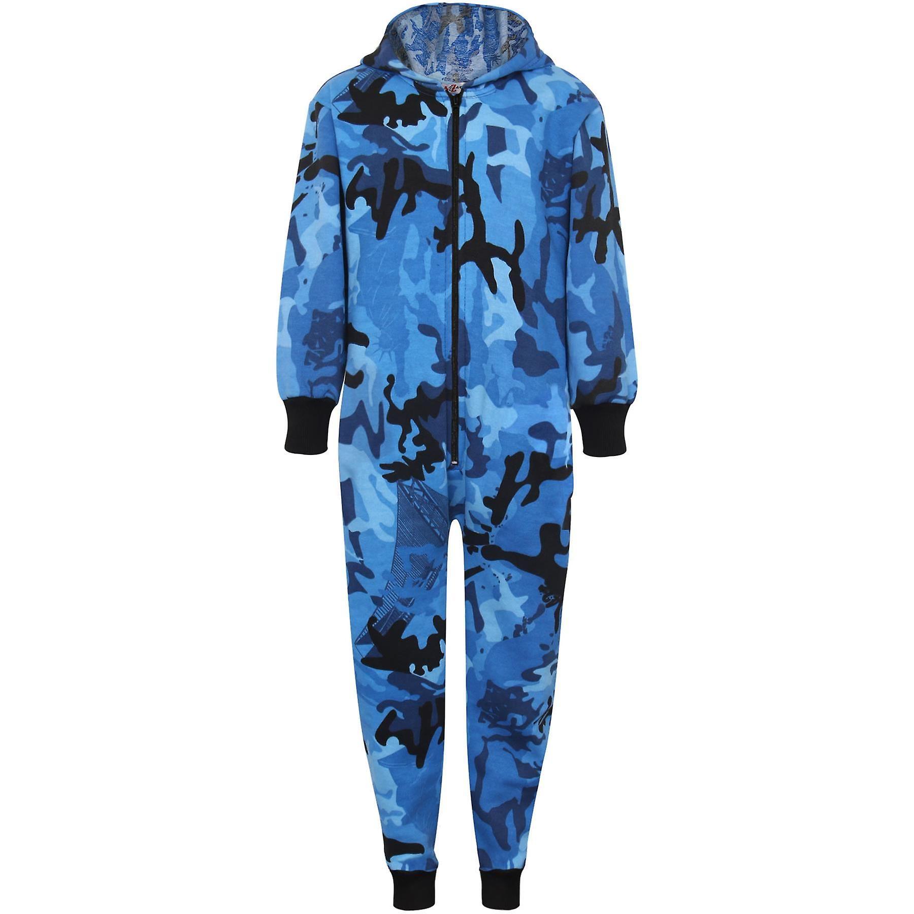 A2Z 4 Kids Kids Girls Boys Camouflage Blue A2Z One Piece All In One Jumpsuit 5-13 Yr 11-12 Years