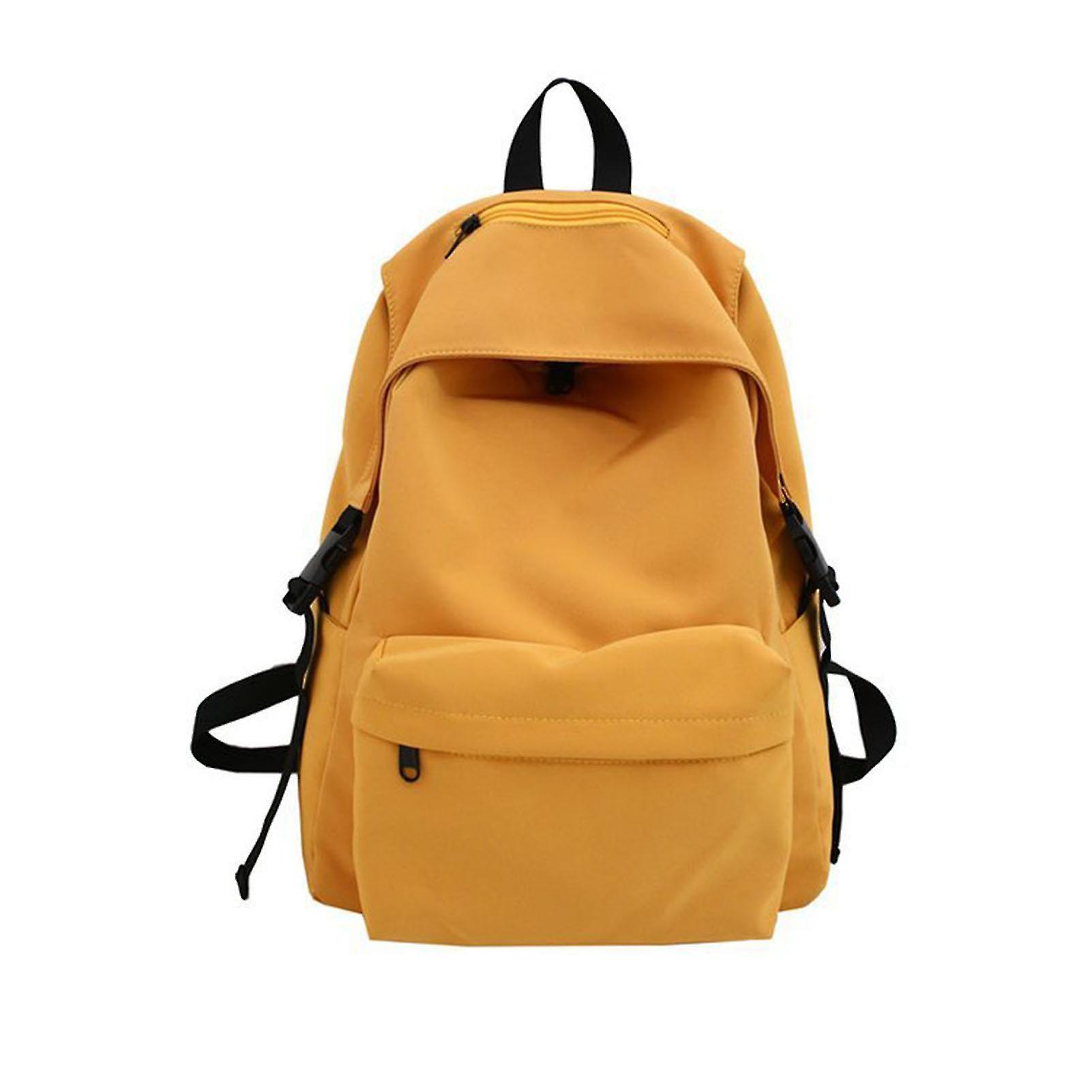 Unbrand Solid Color Korean Style Backpack Portable Lightweight Travel Bag For High School College Students New Yellow Large