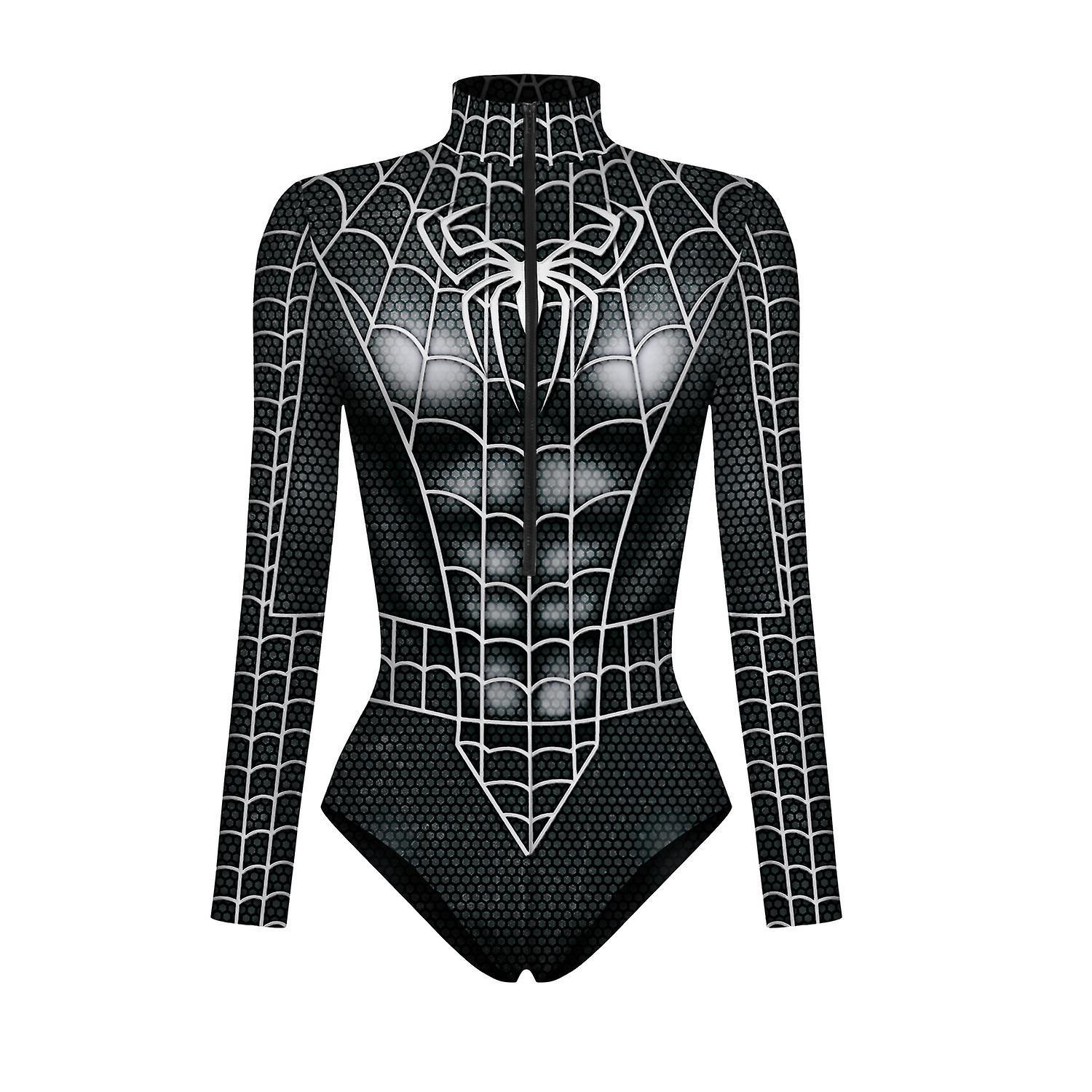 Baiyis New Superhero Cosplay Sexy Spiderman Costume Bodysuit Halloween Carnival Party Disguise For Women D S