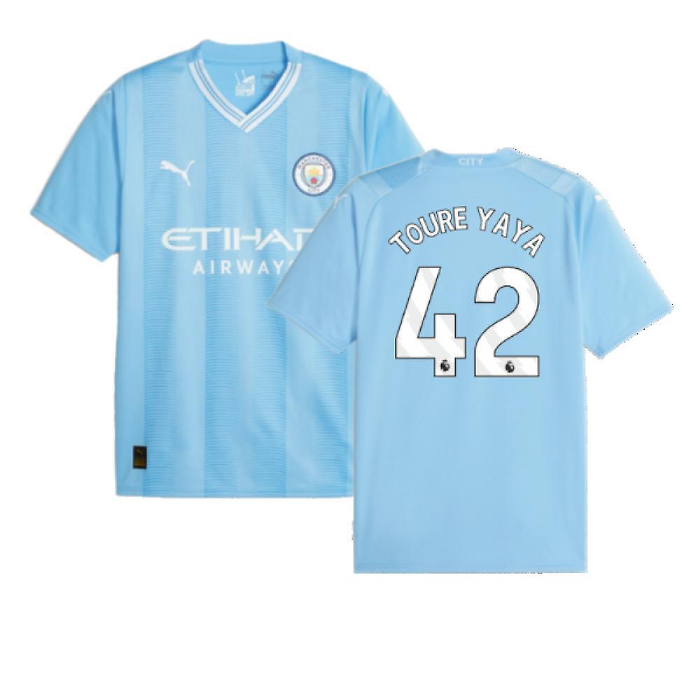 Puma 2023-2024 Man City Home Shirt (TOURE YAYA 42) Blue Large Adults