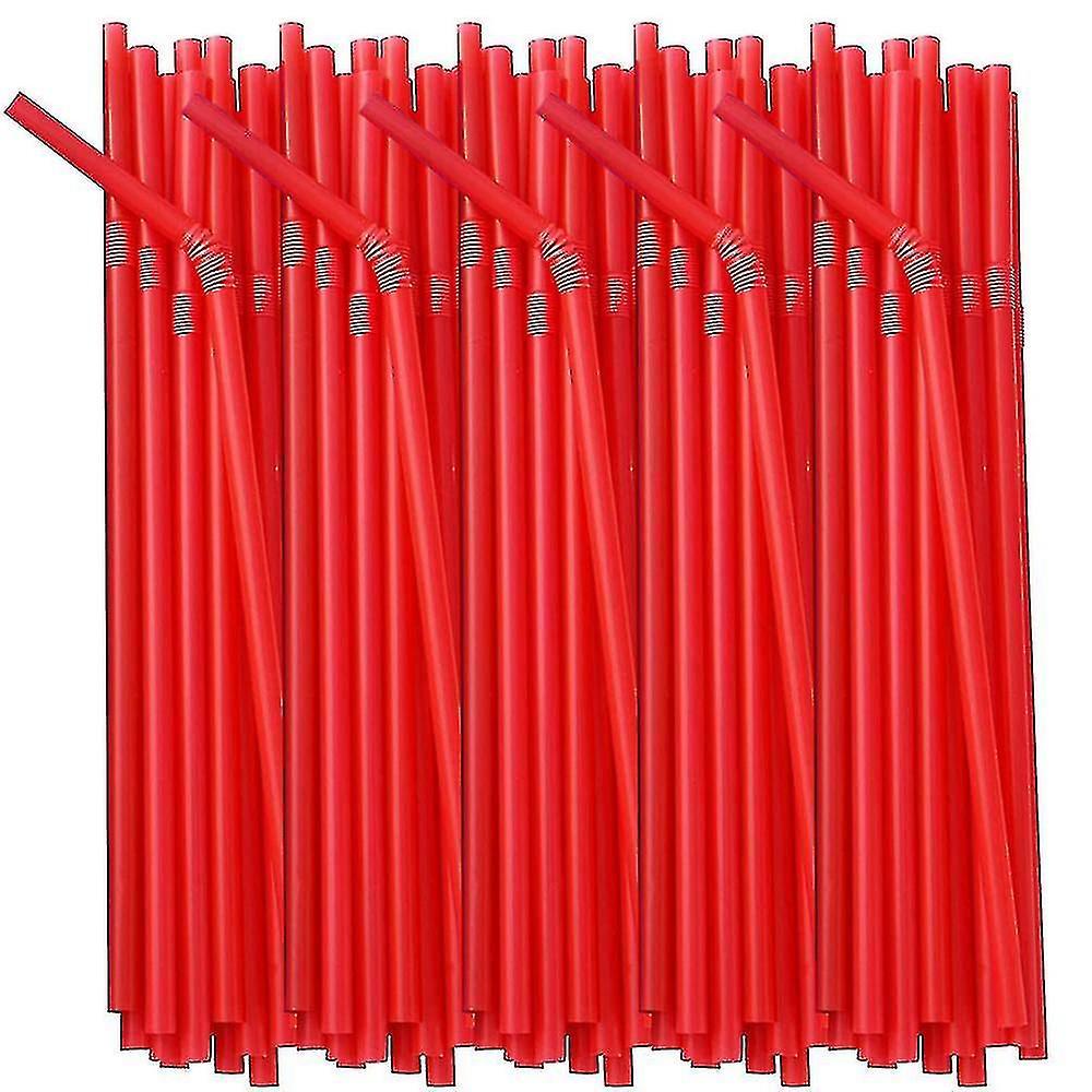 Joyy 100/200/500 Flexible Plastic Drinking Straws, Extra Long Colorful Disposable Bendy Party Fancy Straws 500pcs red