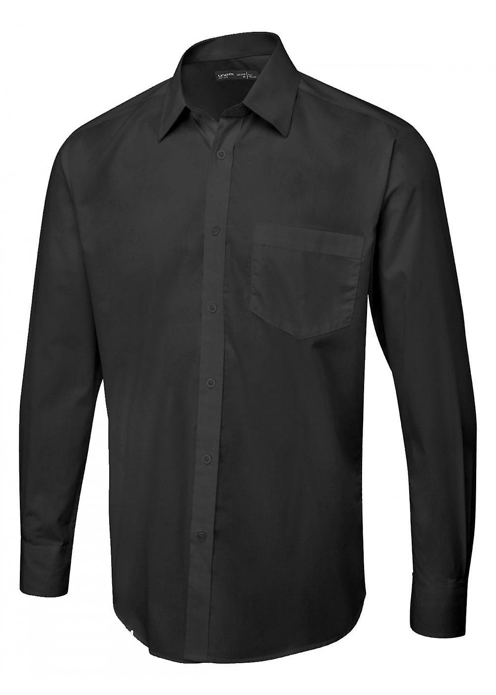 Men's Uneek Mens Long Sleeve Poplin Shirt UC713 Black 19.5