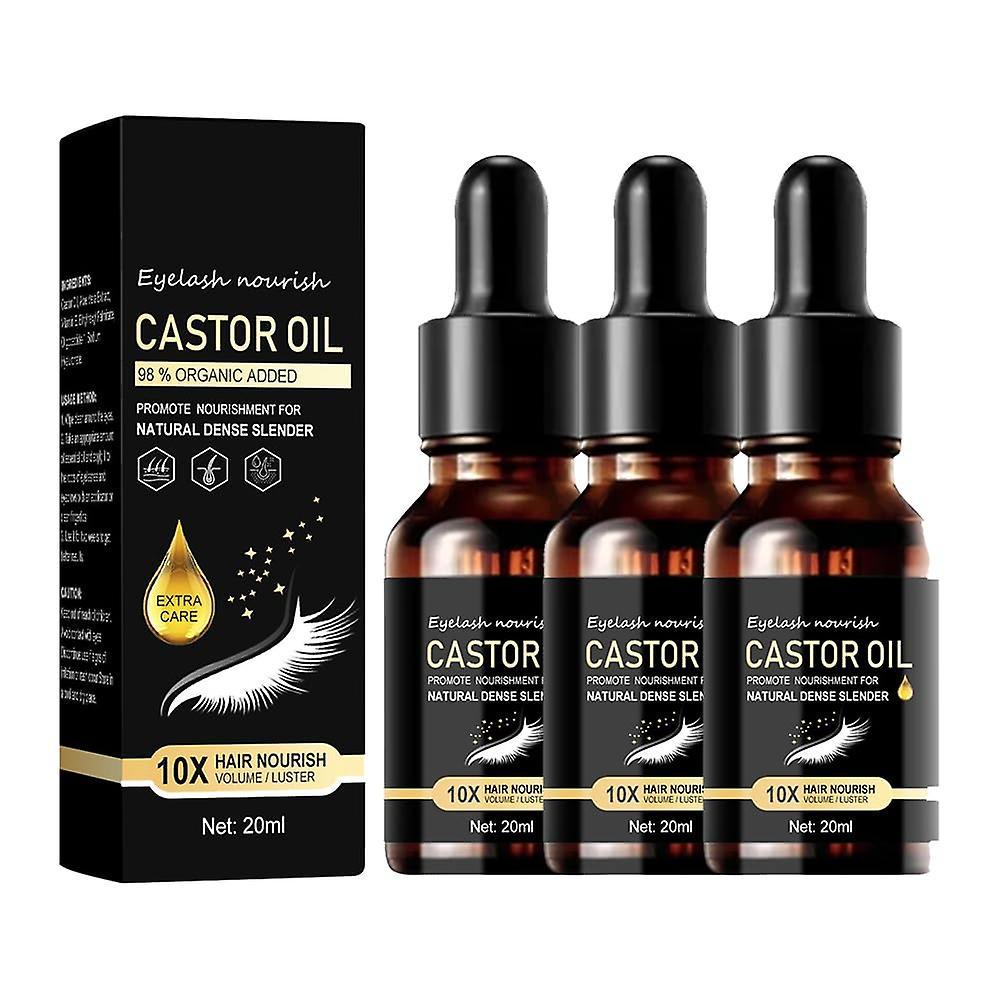 Frusde Eyelash Nourish Castor Oil, Jamaican Black Castor Oil, Natural Castor Oil Eyelash Oil, Thick Longer Nourishing Eyelash Castor Oil 3Pcs