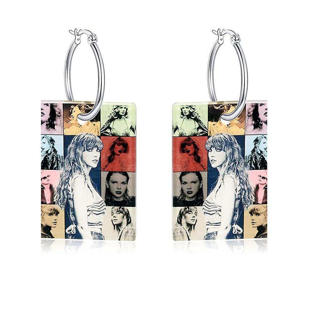 Bestdaily 2023 Taylor Swift Album Earrings Singer Taylor Dangle Drop Earrings Charm Jewelry Womens Girls Swiftie Fans Gifts D