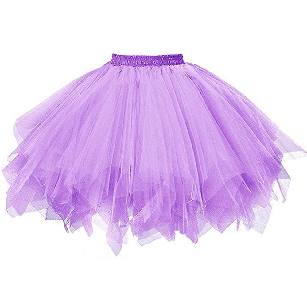 Baodan Women's Pleated Gauze Short Skirt Purple