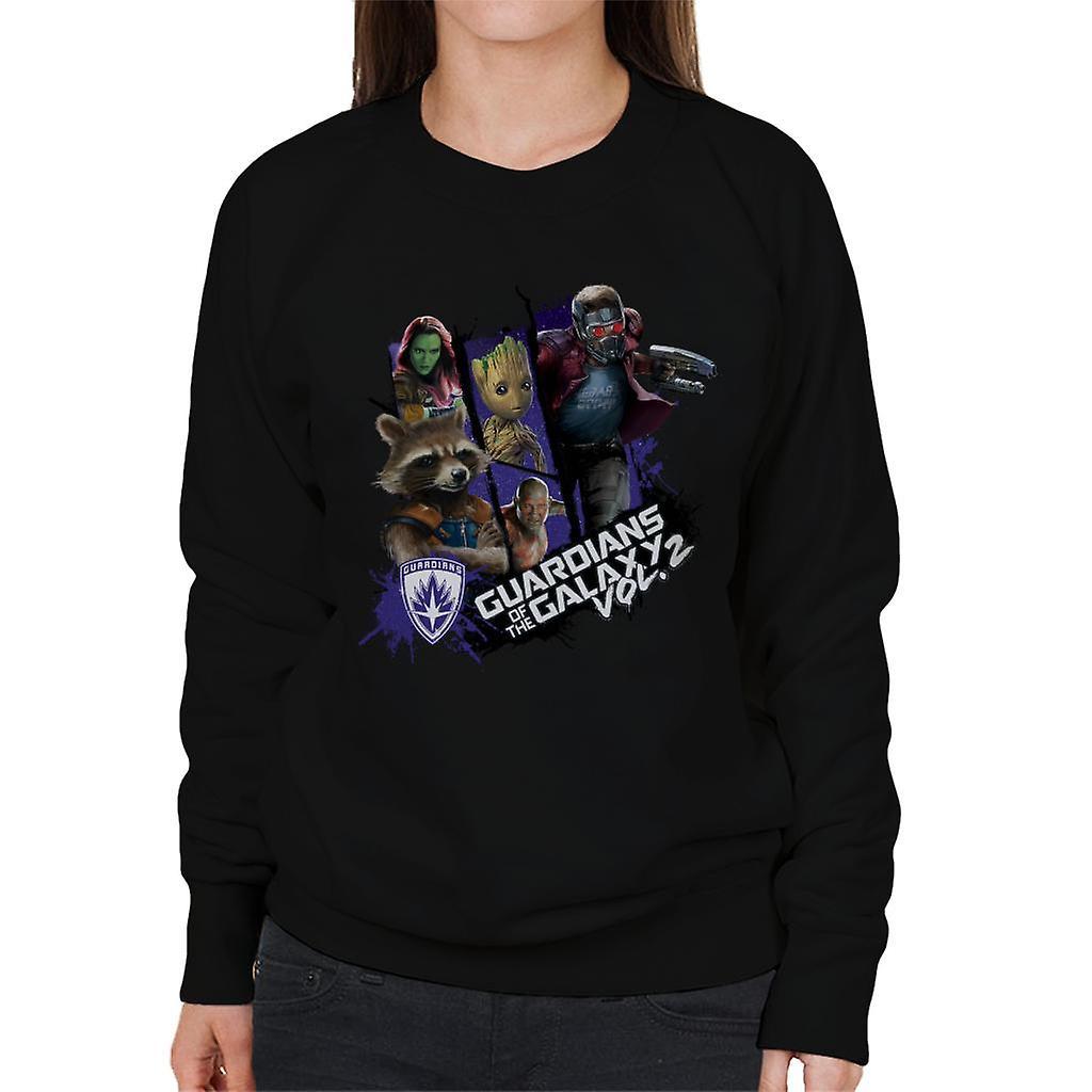 Marvel Guardians Of The Galaxy Vol 2 Starry Character Montage Women's Sweatshirt Black Large