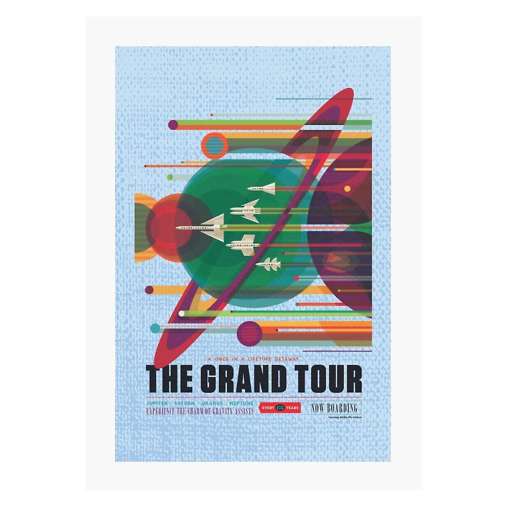 NASA The Grand Tour Interplanetary Travel Poster A4 Print Sky Blue 21cm x 29.7cm