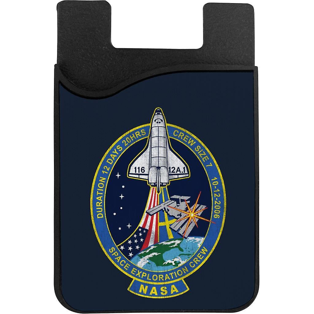 NASA STS 116 Discovery Mission Badge Distressed Phone Card Holder Navy Blue 5.5cm x 8.5cm