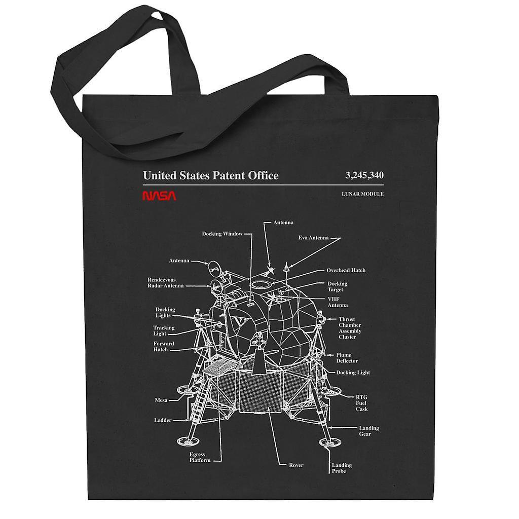 NASA Lunar Module Blueprint Totebag Black 38 x 42 cm