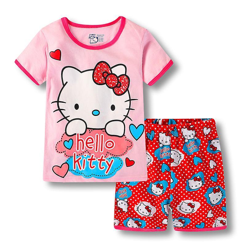 Vicbuy Gifts Pyjamas Frozen/Sofia/Hello Kitty Printed Tops+Shorts Nightwear Loungewear Sleepwear Outfit Set 4-7 Years Kids Girls 1053 6 Years