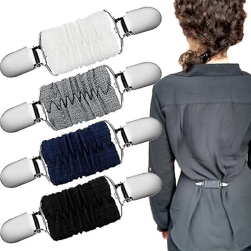 New Dress Cinch Clips Set Elastic Clothes Clip To Tighten Dress Cardigan Collar Clips Shirt Clips Zekai grey