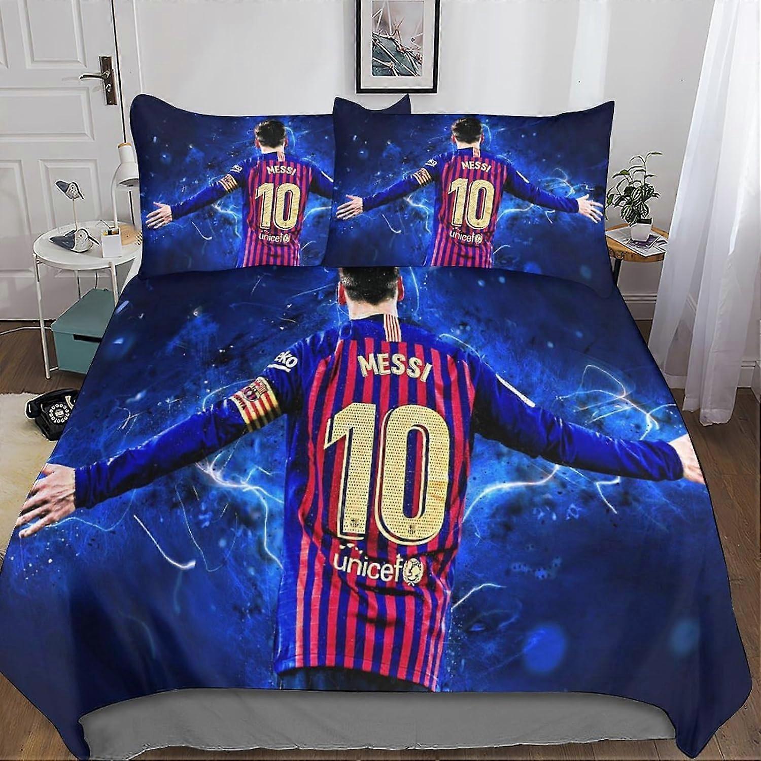 Kerota 3 Piece Messi Duvet Cover Set 3D Bedding Quilt Pillowcase, Zipper Closure Soft Microfiber, Lionel Bedding Set for Adults and Kids Double200x...