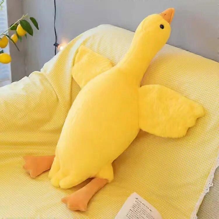 Redkid 50-190cm Big White Goose Plush Toy Soft Stuffed Animal Huge Duck Pillow Very Large White Goose Sofa Cushion Girl Birthday Gift Yellow 90cm