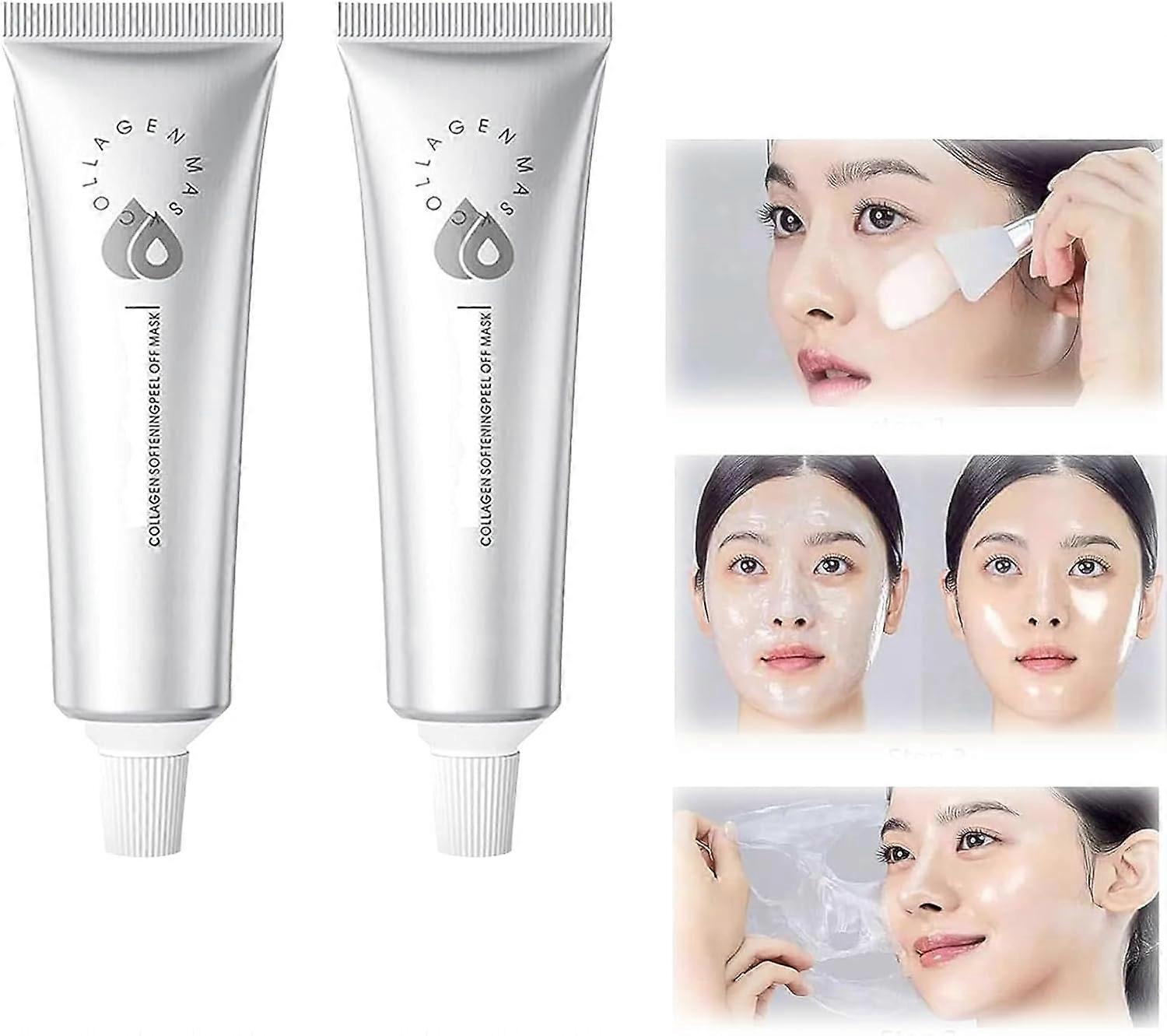 Unbrand Collagen Peel Off Mask,Glass Glowing Skin,Korean Anti Aging Moisturizing Face Skin Care Masks Cleanses Pores 2 Pcs