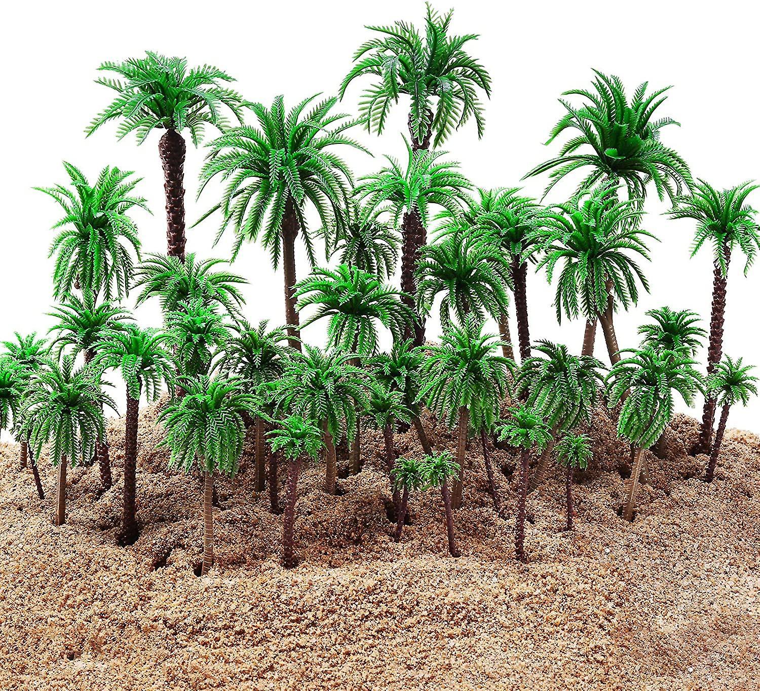 Heytea 48 Pieces Plastic Model Tree Layout Rainforest Train Palm Tree Green Model Coconut Trees For Outdoor Home Garden Decoration