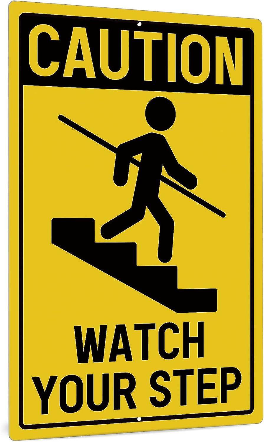 LINCMAN Watch Your Step Sign, Indoor/outdoor Use, Caution Wet Floor Sign, 12x8 Inches Aluminum Metal Watch Your Step-2307 standard