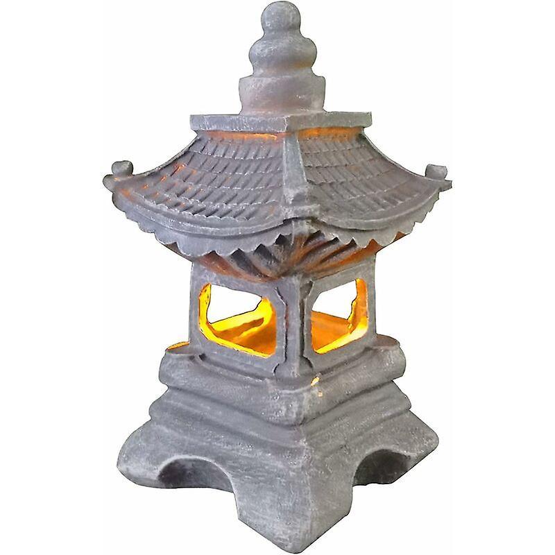 Asygv Japanese Outdoor Garden Lantern, Solar Outdoor Decorative Garden Zen Statue Pagoda Lantern, Creative Gift Vintage Crafts, Solar Lights Decora...