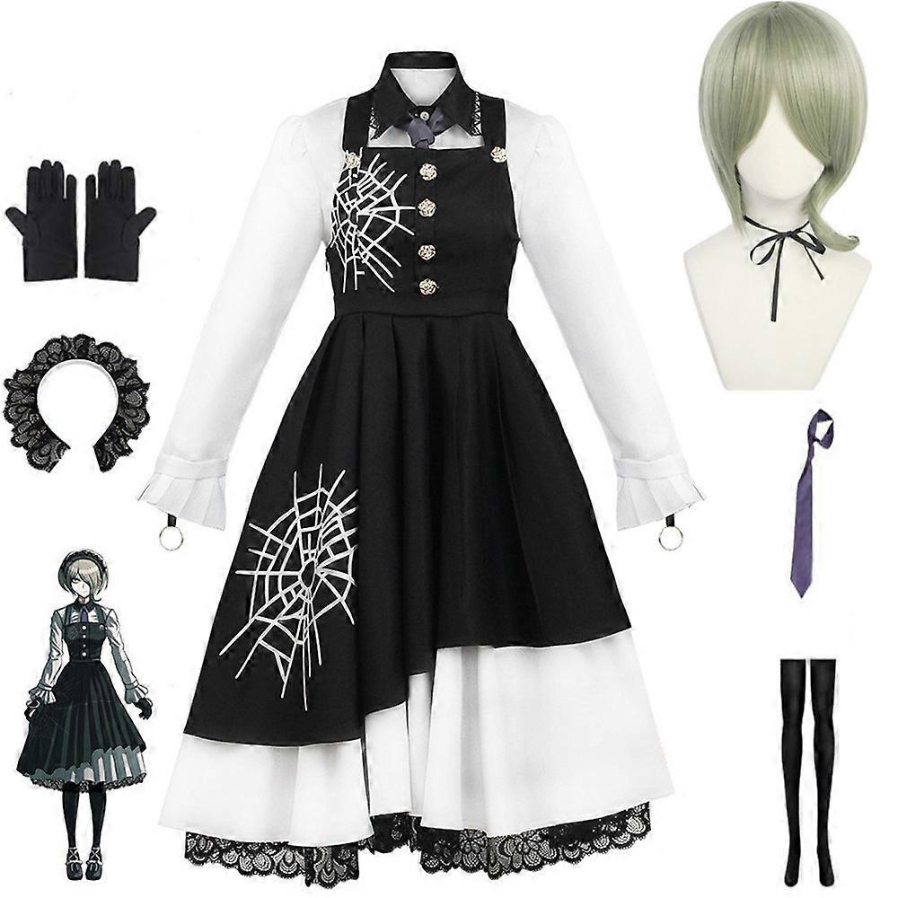 Duqi Anime New Danganronpa V3 Tojo Kirumi Cosplay Costume Wigs Uniform Maid Outfit Clothes Halloween Carnival Wig L