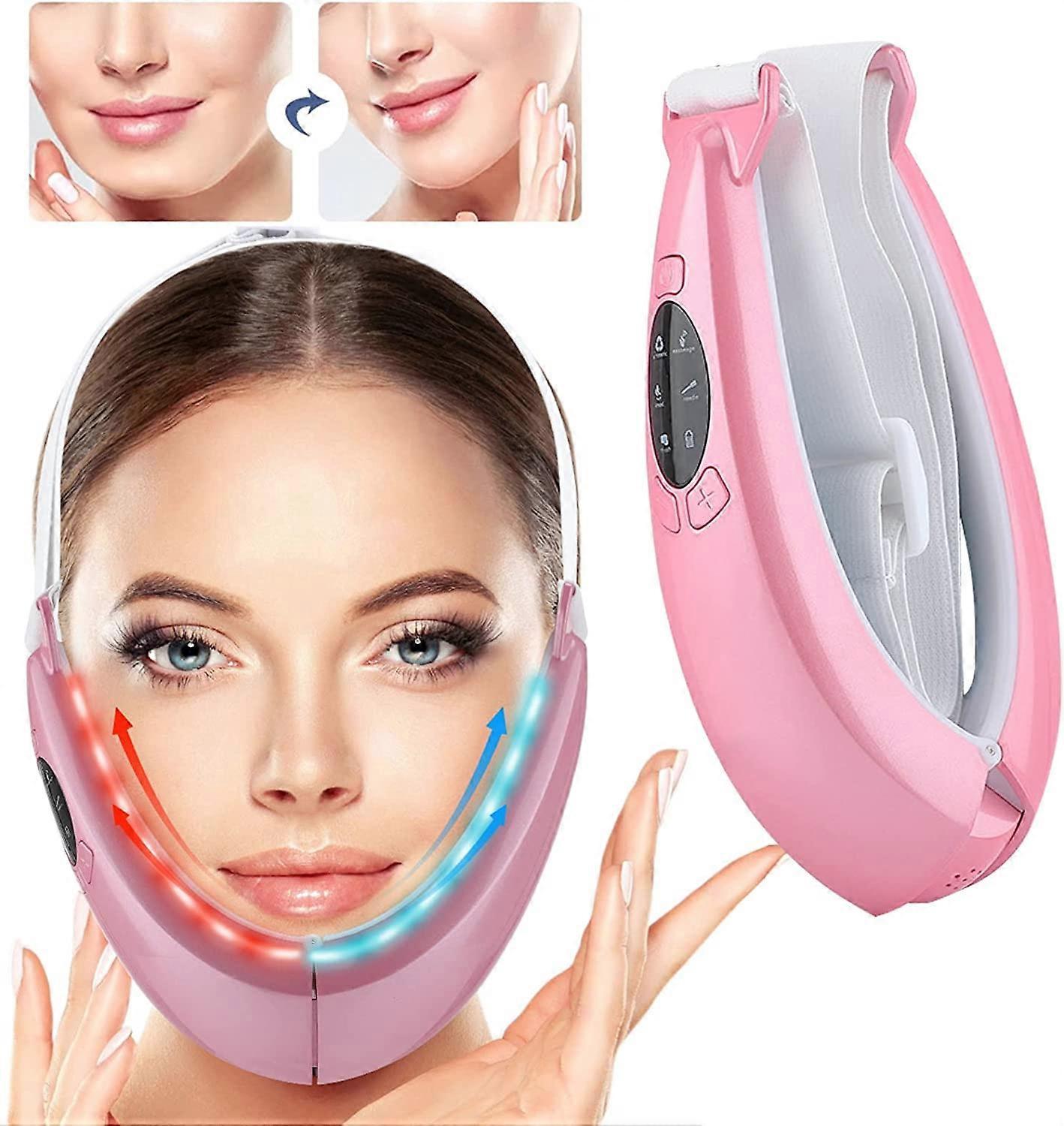 Unbrand Face Lifting Device Electric Massager 4 Modes Vibrating V-Shaped Face Massager with Red & Blue Light, Facial Care Double Chin Reduce Liftin...