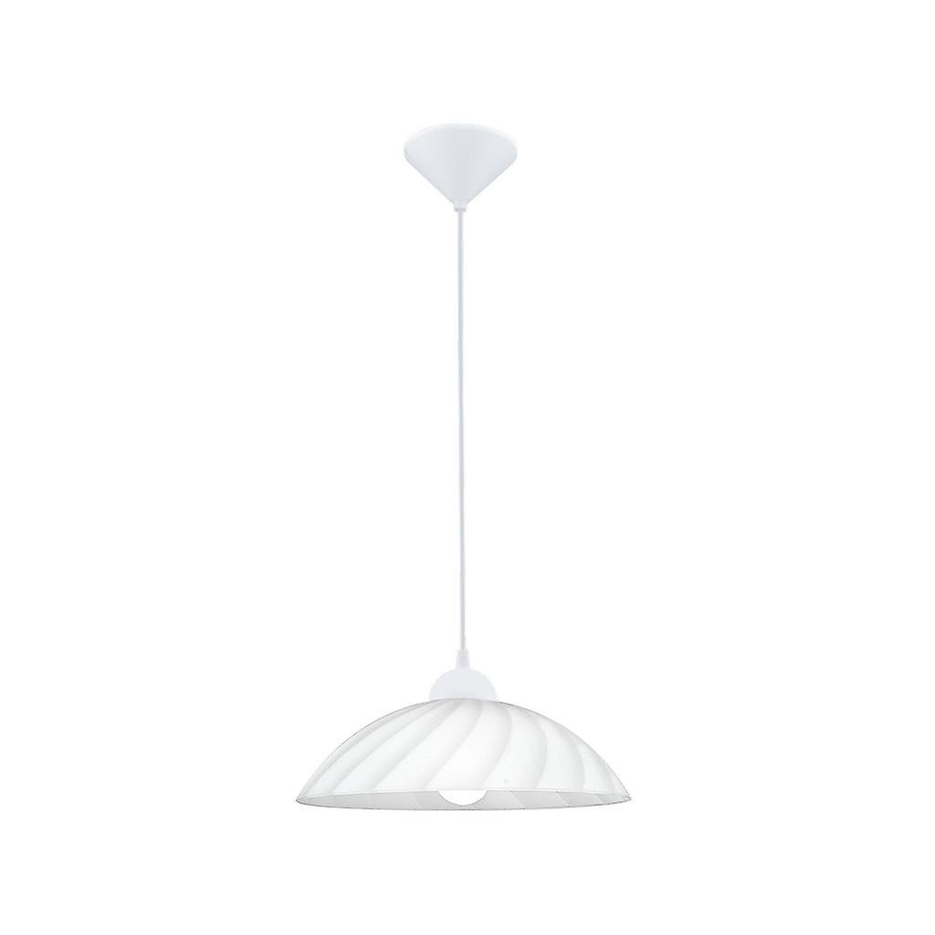 Eglo Lighting Vetro 1 Light Dome Ceiling Pendant White, Traditional Bevelled Satin Glass, E27