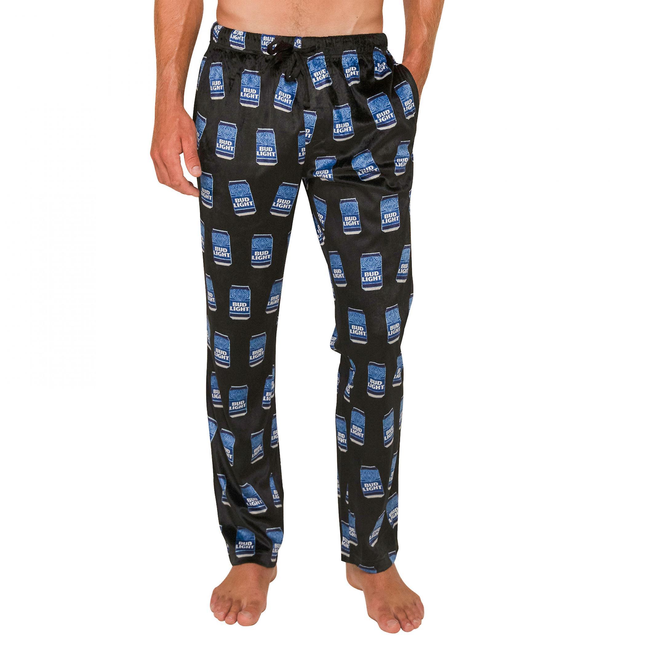 Beers Crazy Boxers Bud Light Cans Pajama Pants Blue Medium (32-34)