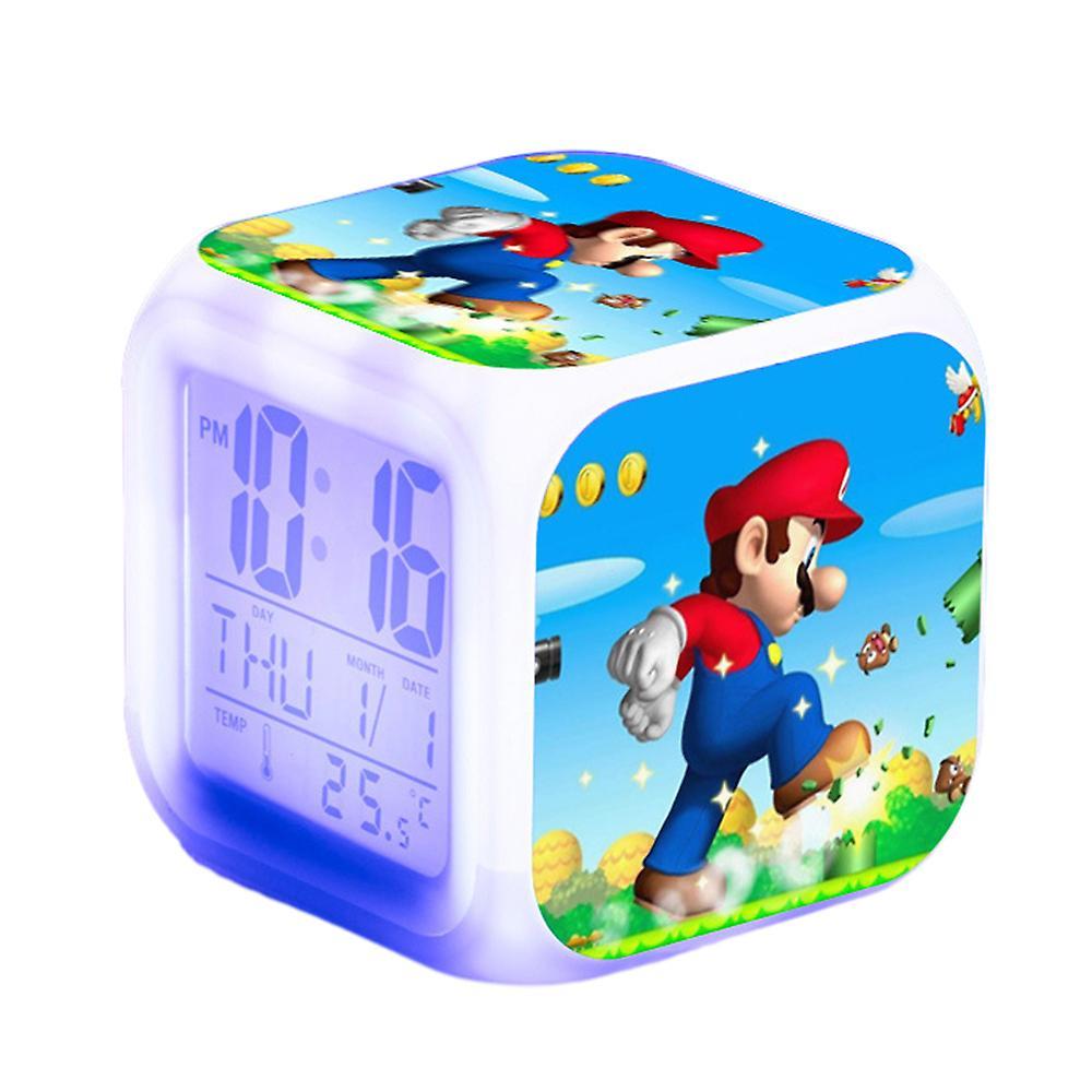 Ochime Super Mario Bros Print 7 Color Changing Digital Thermometer Alarm Clock With Led Display Cube Night Light Bedside Home Decor Toy Xmas Gifts ...