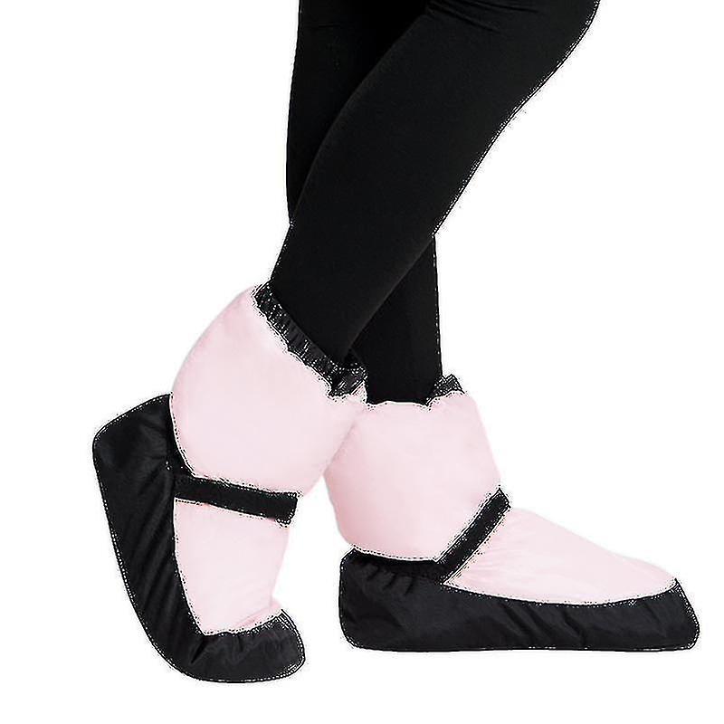 Unbrand Warm Ballet Dance Shoes Women's Padded Short Exercise Boots Cotton Shoes PINK 31-33