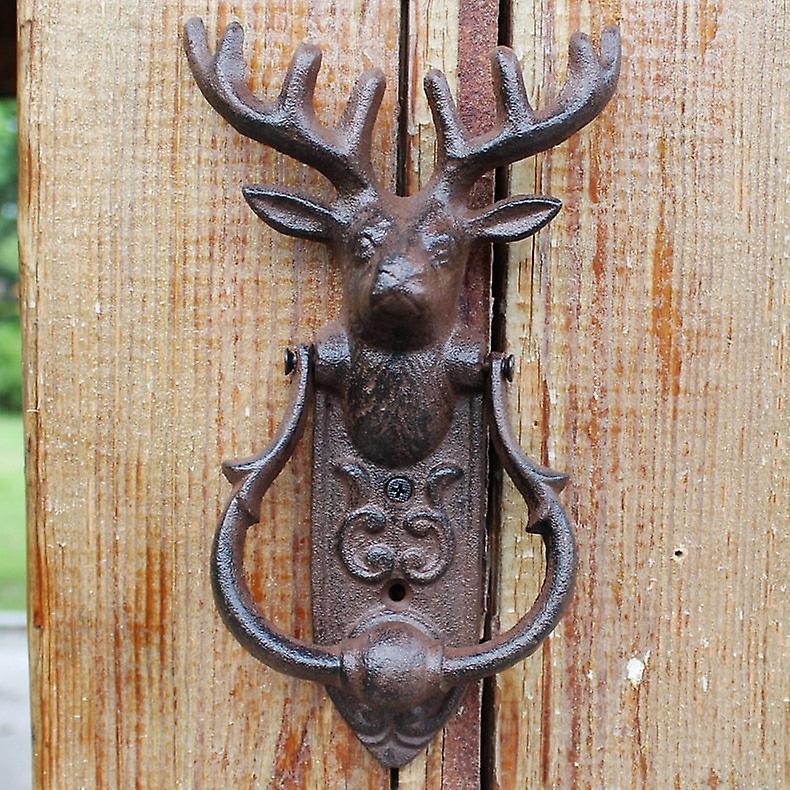 Slowmoose American Style Iron Knocker Crafts Vintage Owl Door Knocking- Antique Handle Deer head