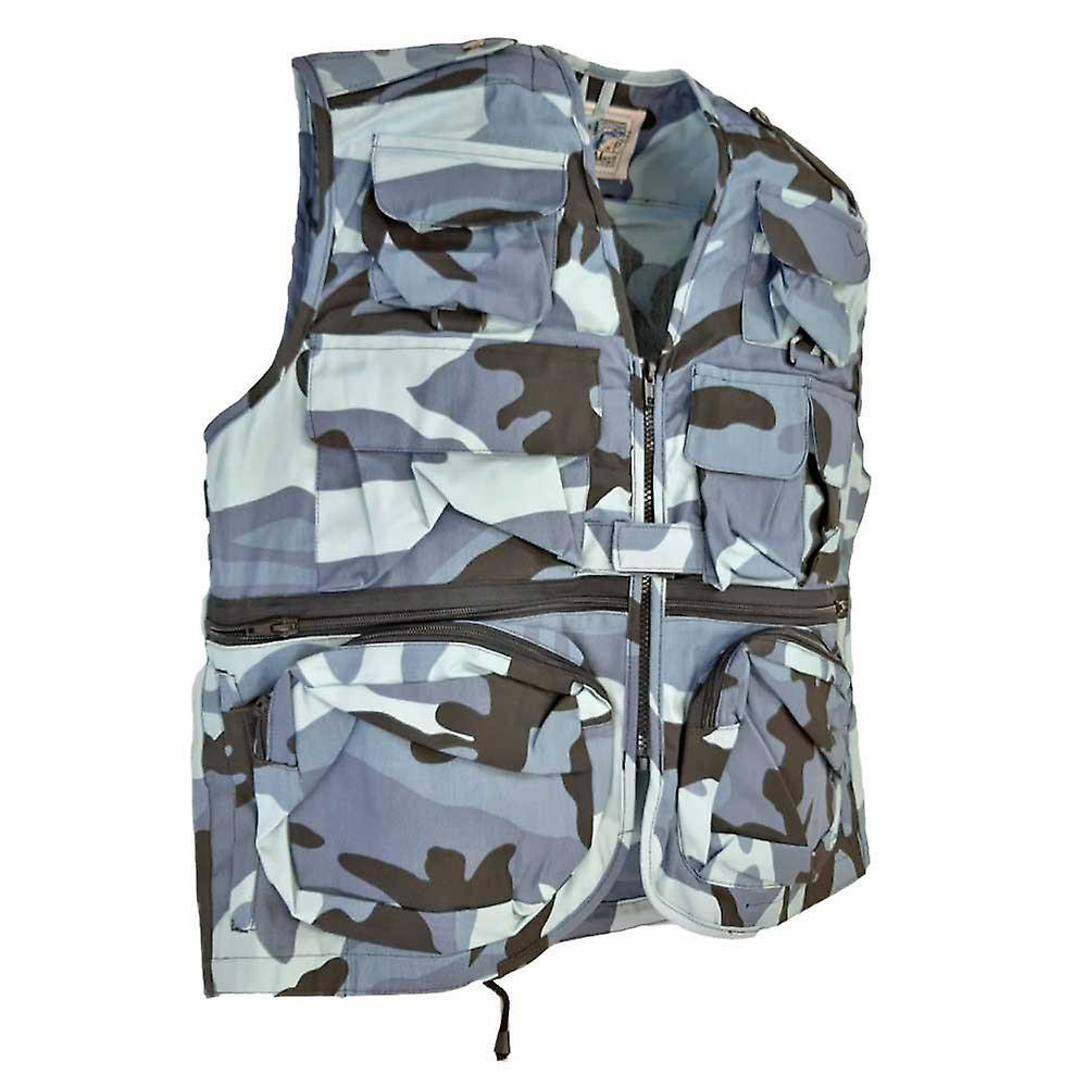 RTC Multi Pocket Fishing Vest Hunting Waistcoat Midnight Camo X-Small