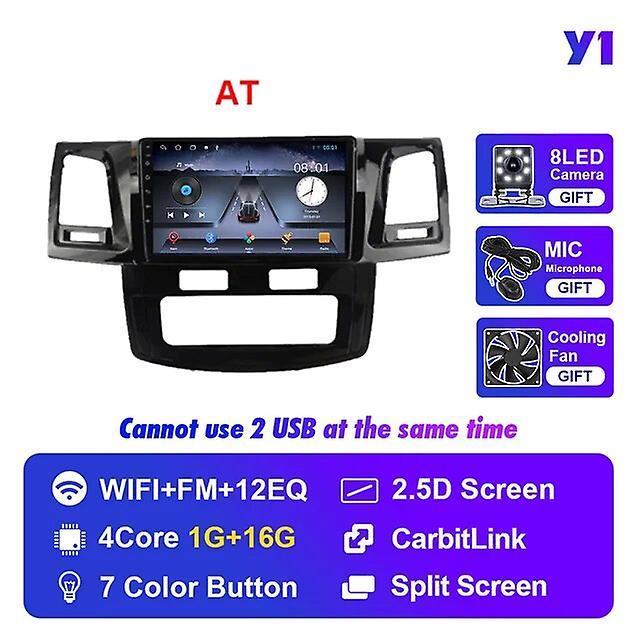 Aintier For Toyota Fortuner Hilux 2007-2014 Car Radio Multimedia Dvd Player Stereo Receiver 2 Din Android Auto Autoradio Carplay Gps Dsp Y1 1G 16G AT