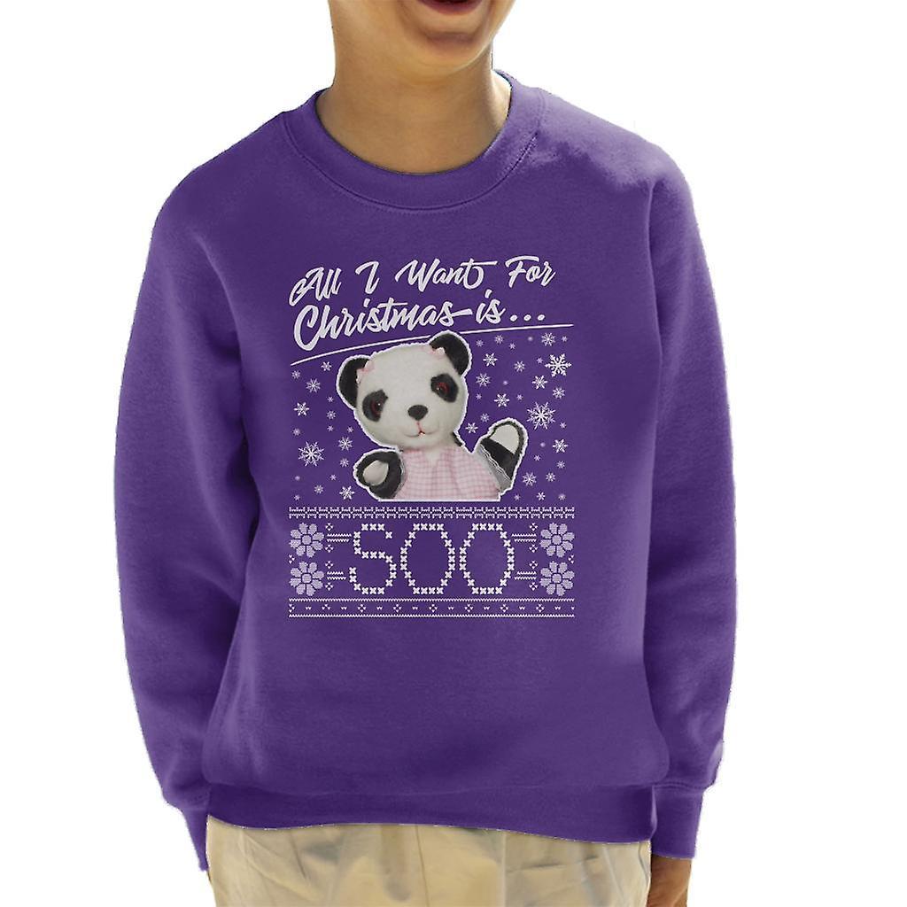 Sooty Christmas All I Want For Christmas Is Soo Kid's Sweatshirt Purple X-Small (3-4 yrs)