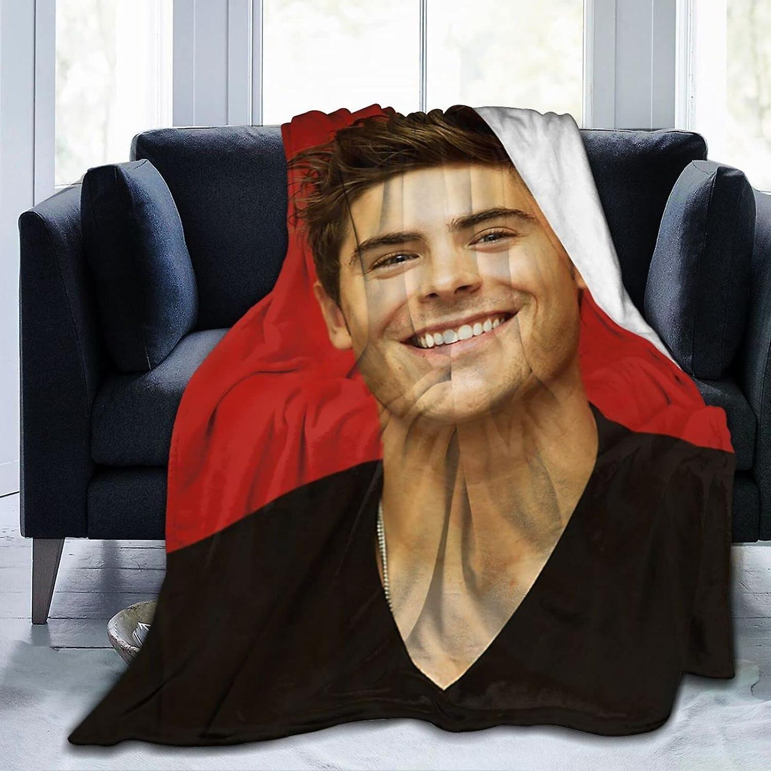 Kerota Zac Efron Blanket Lightweight & Warm,Ultra-Soft & Comfy Flannel Blanket,Microfiber Fleece Blanket,Anti-Pilling Plush Blanket For Couch,Bed,S..