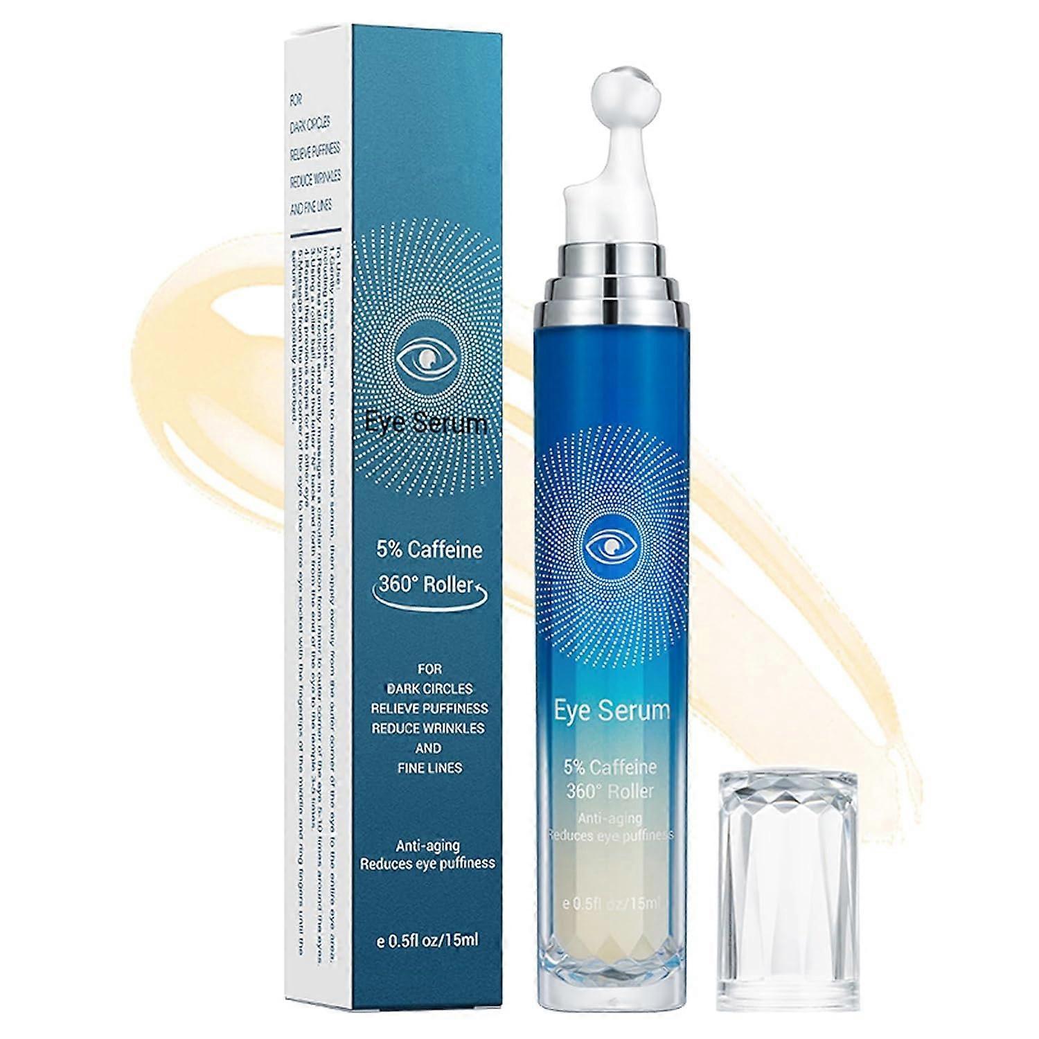 Unbrand 5% Caffeine Eye Serum, Hydrating Eye Serum Anti-Aging Eye Roller Serum, Caffeine Under Eye Cream Reduce Dark Circles Puffiness 1pcs - 15ml