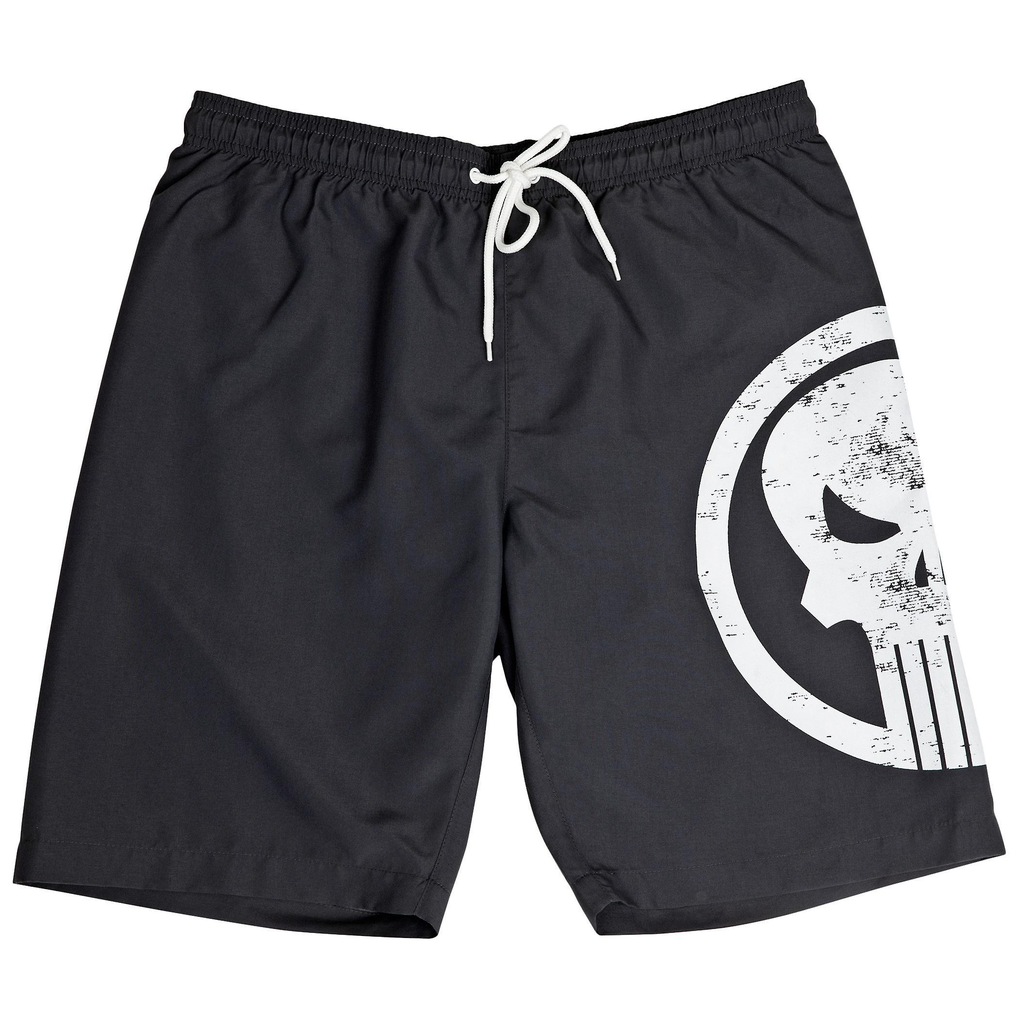 Marvel Comics The Punisher Skull Symbol Board Shorts Black XLarge (40-42)