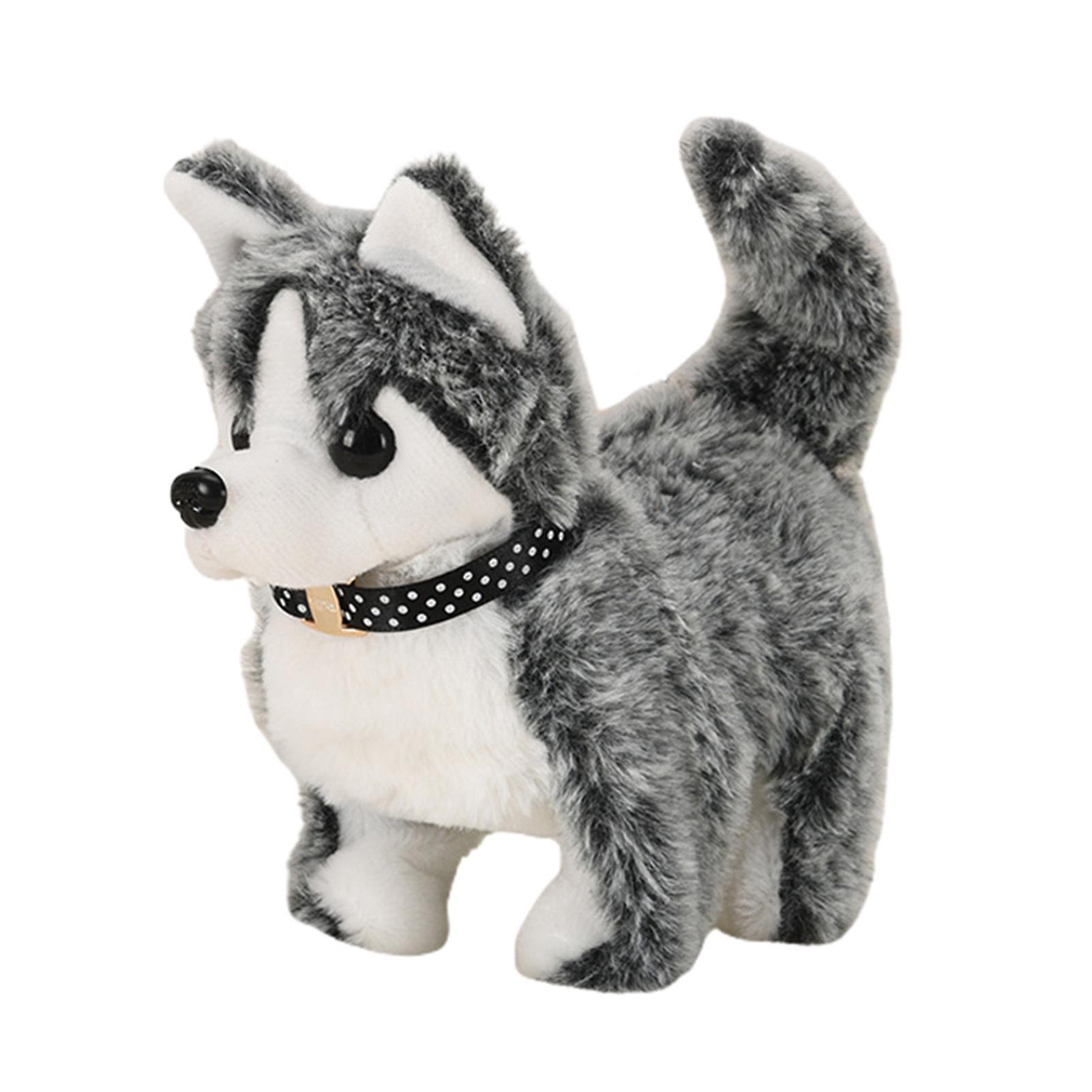 Yamaler Electric Dog Plush Toy Simulated Walking & Tail Wagging Cute Husky Dog Plushies Companion Soothe Toy Simulation Pet Plush Puppy Electric To...